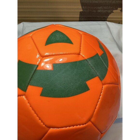 Spooky Orange Halloween Pumpkin Soccer Ball Face Glows In The Dark Unused Shape - Picture 3 of 7